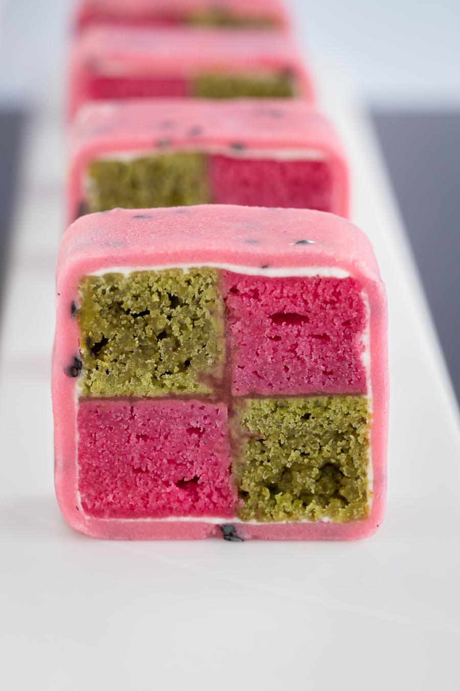 Matcha Tea & Strawberry Battenberg